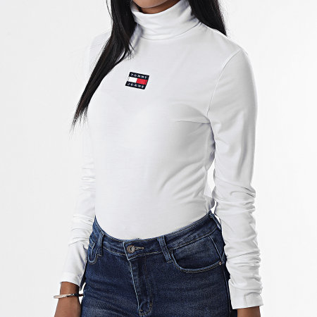 Tommy Jeans - Maglietta donna manica lunga con scollo a rotolo 4352 Beige chiaro