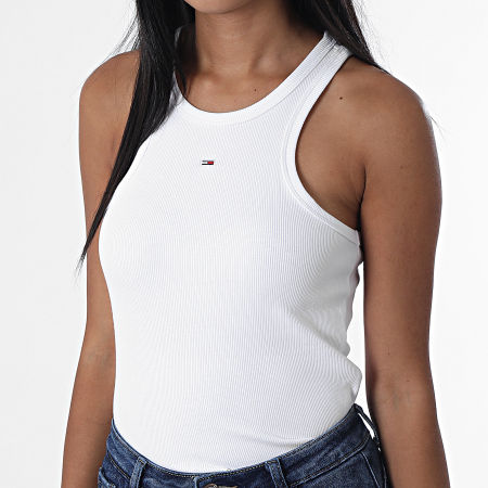 Tommy Jeans - Camiseta de tirantes para mujer Feminine Rib 4282 Blanco