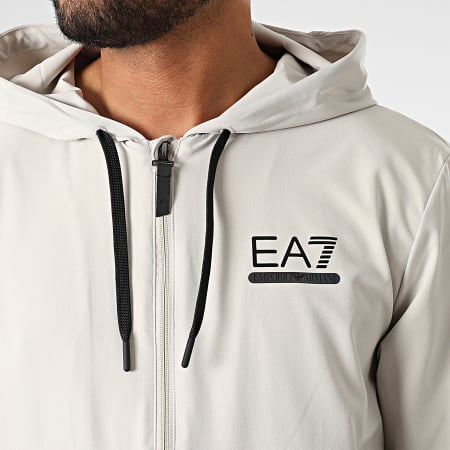EA7 Emporio Armani - Conjunto de chaqueta con capucha y cremallera y pantalón de jogging 6LPV01-PN6TZ Negro Beige