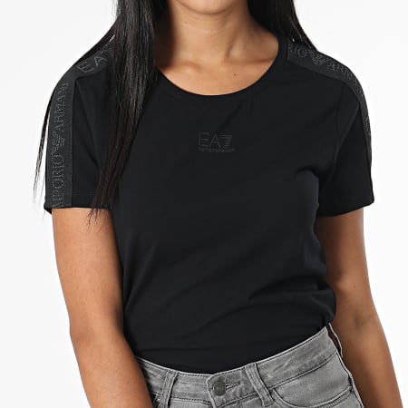 Emporio Armani - Camiseta de rayas para mujer 6LTT18 Negro