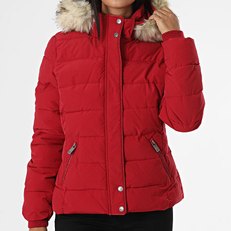 Kaporal - Piumino con cappuccio in pelliccia rossa da donna Dibby