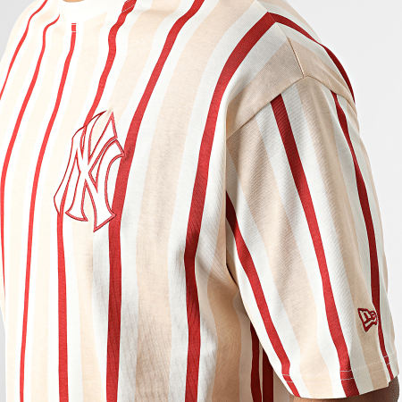 New Era - Camiseta de rayas oversize New York Yankees 60284645 Beige Rojo
