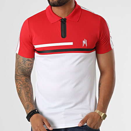 NI by Ninho - Polo Manches Courtes A Bandes 022 Blanc Rouge