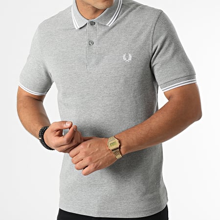 Fred Perry - Polo Manches Courtes Twin Tipped M3600 Gris Chiné