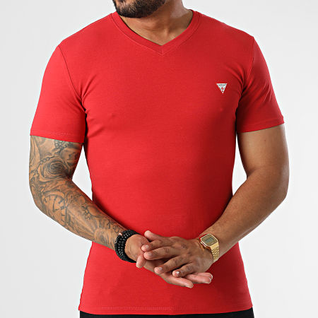 Guess - T-shirt con scollo a V M2YI32-J1311 Rosso