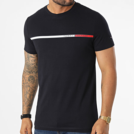 Tommy Hilfiger - Camiseta de rayas en el pecho 7912 Azul marino