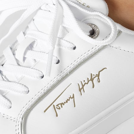 Tommy Hilfiger - Zapatillas Signature Piping 6869 White Gold para mujer