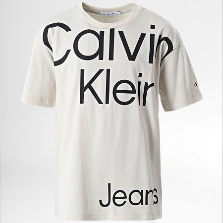 Calvin Klein - Maglietta da bambino con logo istituzionale in grassetto 1461 Beige