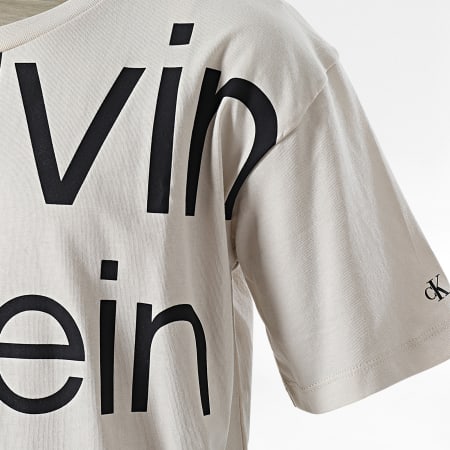 Calvin Klein - Camiseta Niño Negrita Logo Institucional 1461 Beige
