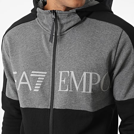 EA7 Emporio Armani - 6LPM18-PJEQZ Camiseta con capucha y cremallera reflectante Negro Gris