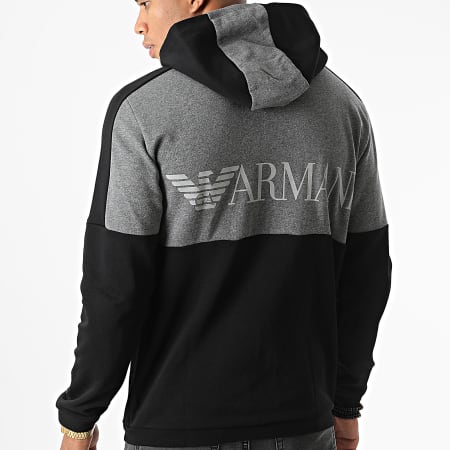 EA7 Emporio Armani - 6LPM18-PJEQZ Camiseta con capucha y cremallera reflectante Negro Gris