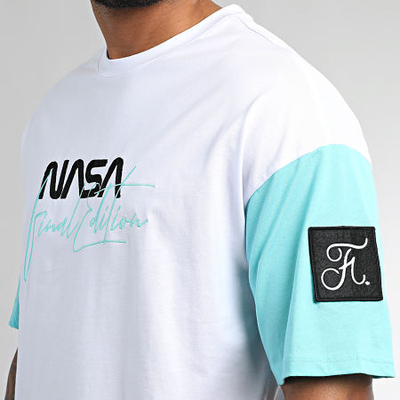 Final Club - Tee Shirt Oversize Large NASA Signature 1029 Blanc Bleu Pastel
