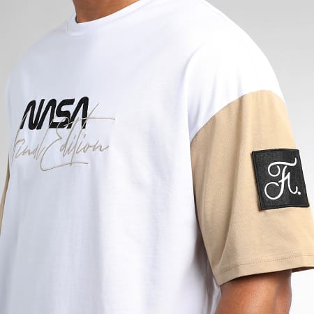 Final Club - Tee Shirt Oversize Large NASA Signature 1030 Blanc Beige