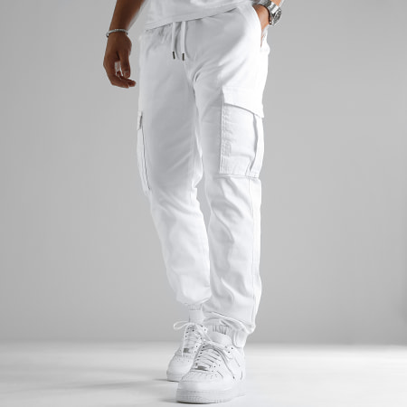 LBO - 2715 Pantaloni cargo bianchi dal taglio regolare