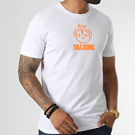 Sale Mome - Tee Shirt Nounours King Blanc Orange Fluo
