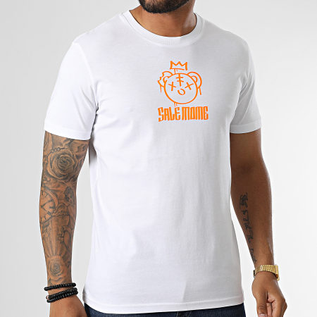 Sale Mome - Tee Shirt Nounours King Blanc Orange Fluo