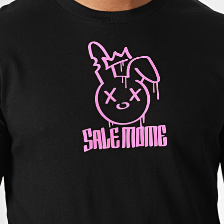 Sale Môme Paris - Tee Shirt Lapin King Noir Rose Fluo