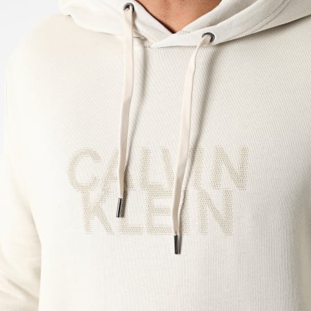 Calvin Klein - Felpa con cappuccio con logo distorto 0075 Beige