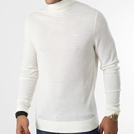 Calvin Klein - Jersey de cuello alto de lana superior 0420 Beige claro