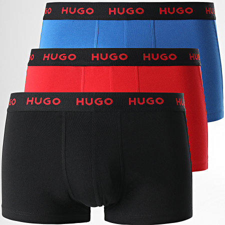 HUGO - Set di 3 boxer 50469766 nero rosso blu reale