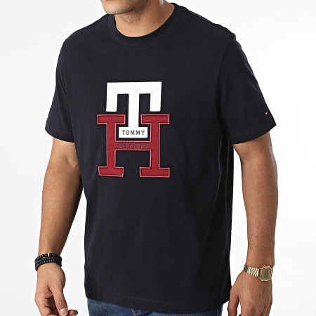 Tommy Hilfiger - Lux T-shirt met monogram 8230 marineblauw