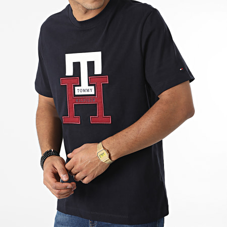 Tommy Hilfiger - Lux T-shirt met monogram 8230 marineblauw