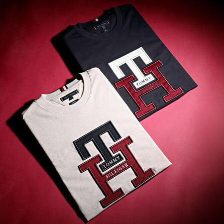 Tommy Hilfiger - Tee Shirt Lux Monogram 8230 Beige Chiné