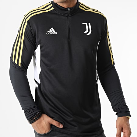 Adidas Sportswear - Juventus HA2641 Felpa nera a righe con collo a zip