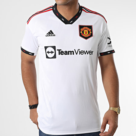 Adidas Sportswear - Maglia da calcio Manchester United con scollo a V H13880 Bianco