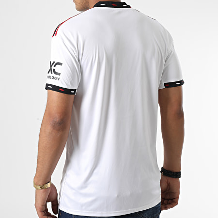 Adidas Performance - Camiseta de fútbol con cuello en V del Manchester United H13880 Blanca
