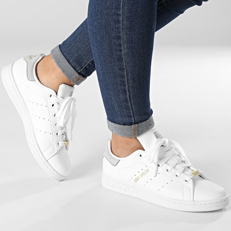 Adidas Originals - Mujer Stan Smith Zapatillas GW4240 Nube Blanco Gris Dos Oro Metálico