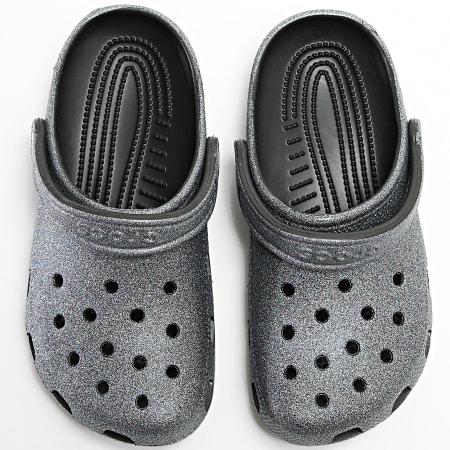 Crocs - Sandalias para mujer Classic Crocs Glitter II Clog Negro
