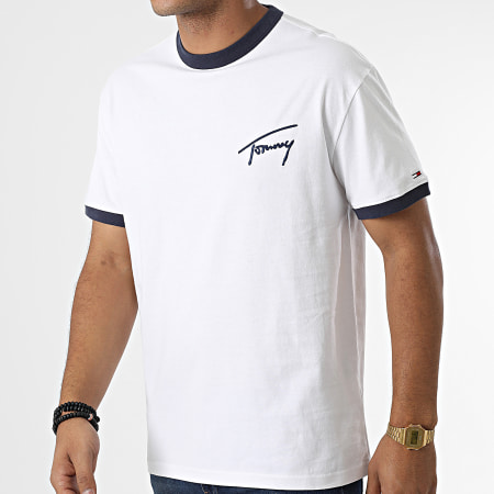 Tommy Jeans - Tee Shirt Signature Ringer 3123 Blanc