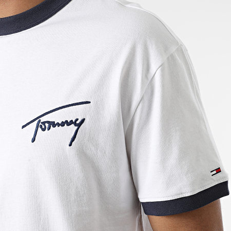 Tommy Jeans - Tee Shirt Signature Ringer 3123 Blanc
