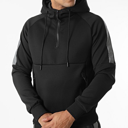 Zayne Paris  - E-312 Conjunto de chaqueta con capucha y cuello de cremallera y pantalón de jogging Negro
