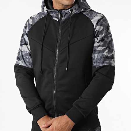 Zayne Paris  - E-326 Conjunto de chaqueta con capucha y cremallera y pantalón de jogging Negro