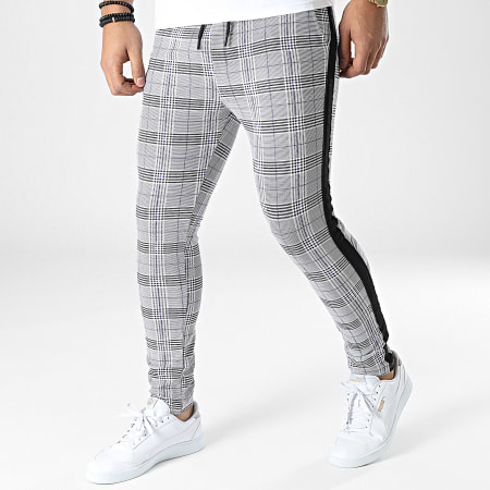 Zayne Paris  - TX-668 Pantaloni a quadri e righe in bianco e nero