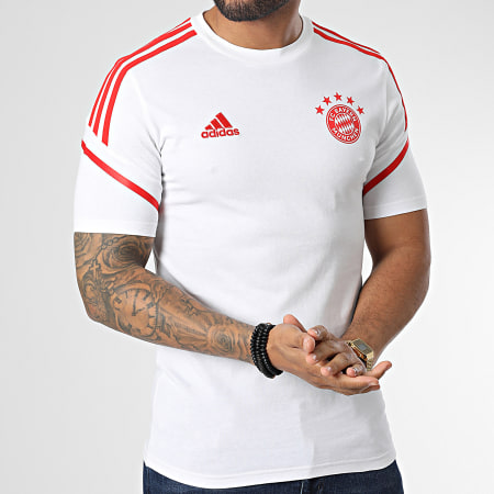Adidas Sportswear - Maglietta FC Bayern HB0635 bianca a righe rosse