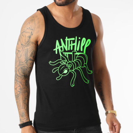Anthill - Camiseta de tirantes Ant Negro Verde Fluo