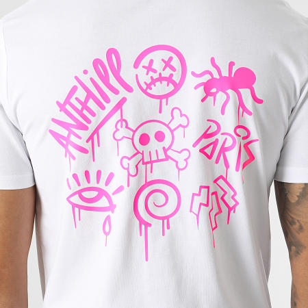 Anthill - Blanco Rosa Fluorescente Script Camiseta