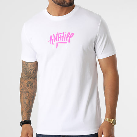 Anthill - Blanco Rosa Fluorescente Script Camiseta