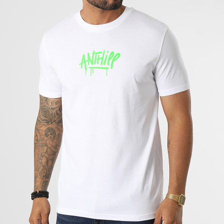 Anthill - Tee Shirt Script Blanc Vert Fluo