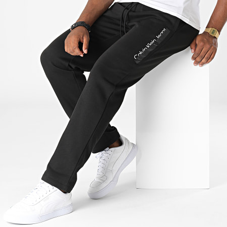 Calvin Klein - Pantalón de chándal con bloqueo de brillo institucional 2566 Negro