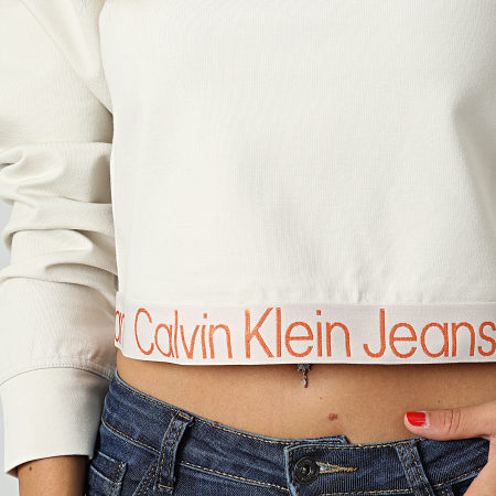 Calvin Klein - Sweat Capuche Crop Femme 9904 Beige