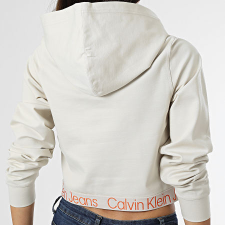 Calvin Klein - Sweat Capuche Crop Femme 9904 Beige
