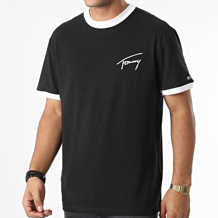 Tommy Jeans - Tee Shirt Signature Ringer 3123 Noir