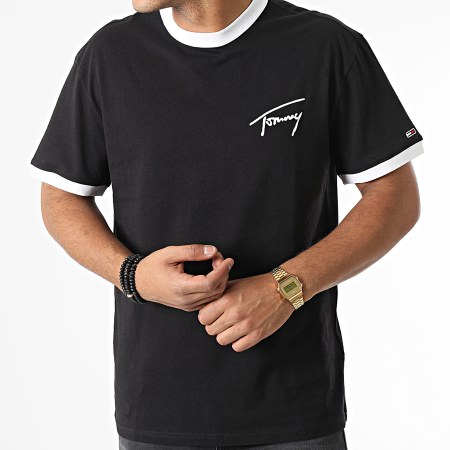 Tommy Jeans - Tee Shirt Signature Ringer 3123 Noir