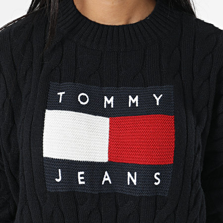 Tommy Jeans - Pull Crop Femme Center Flag 4261 Noir