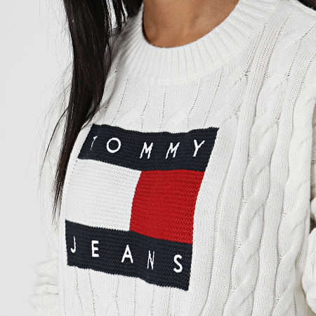 Tommy Jeans - Centro Bandera Mujer Crop Sudadera 4261 Blanco