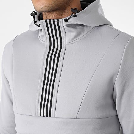 Zayne Paris  - E320 Set giacca e pantaloni da jogging con zip a righe, grigio